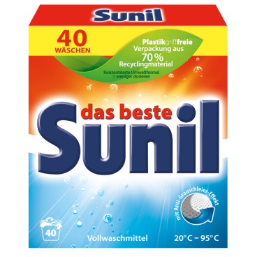 Sunil Waschmittel 40 Wäschen, Vollwaschmittel-Konzentrat 2,2 kg - Packung - Bild-Darstellung des Produktes 1