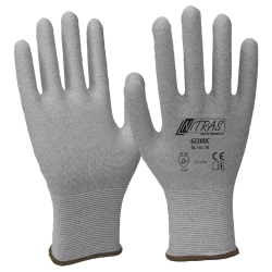 AS-Arbeitsschutz GmbH Nitras ESD-Handschuhe, Nylon-Carbon-Strick-Handschuh, Antistatischer Arbeitshandschuh ohne Beschichtung, 1 Paar, Größe L (8) 6230UC-8
