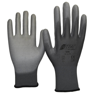 NITRAS Nylon-PU-Handschuhe, grau 1 Paar, Größe L (8) - Bild-Darstellung des Produktes 1