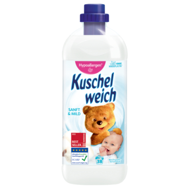 Kuschelweich Weichspüler 38 Wäschen, Sanft & Mild 1 Karton = 12 Flaschen à 1 Liter - Bild-Darstellung des Produktes 1