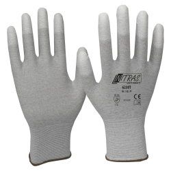 AS-Arbeitsschutz GmbH Nitras ESD-Handschuhe, Nylon-Carbon-Strick-Handschuh, beschichtet, Antistatischer Arbeitshandschuh mit PU-Beschichtung, 1 Paar, Größe XXXL (11) 6230T-11