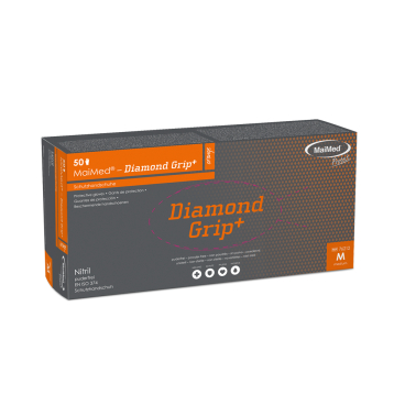 MaiMed® Diamond Grip+ Nitril Einmalhandschuhe, orange, unsteril 1 Packung = 50 Stück, Größe M (7) - Bild-Darstellung des Produktes 1