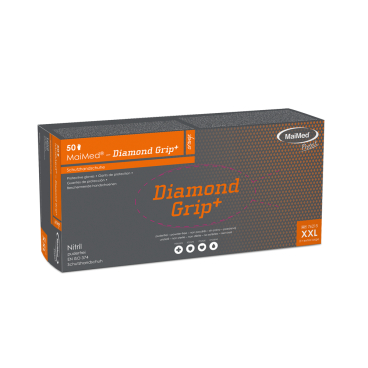 MaiMed® Diamond Grip+ Nitril Einmalhandschuhe, orange, unsteril 1 Packung = 50 Stück, Größe XXL (10) - Bild-Darstellung des Produktes 1