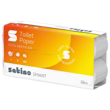 Satino Smart Toilettenpapier, hochweiß, 3-lagig, MT1 1 Packung = 8 Rollen à 250 Blatt - Bild-Darstellung des Produktes 1