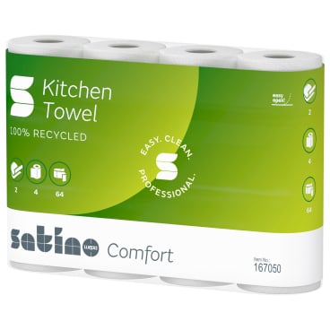 Satino Comfort Küchenrolle, hochweiß, 2-lagig 1 Karton = 8 Packungen à 4 Rollen à 64 Blatt - Bild-Darstellung des Produktes 1