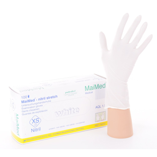 Einmalhandschuhe, Nitril-Stretch, weiß, puderfrei