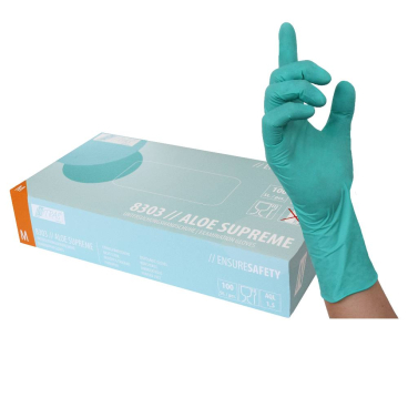NITRAS ALOE SUPREME Nitril Einmalhandschuhe, grün 1 Karton = 10 Packungen = 1000 Stück, Größe M - Bild-Darstellung des Produktes 1
