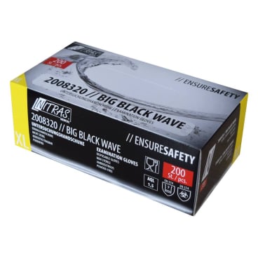 NITRAS BIG BLACK WAVE Nitril Einmalhandschuhe, schwarz 1 Packung = 200 Stück, Größe L - Bild-Darstellung des Produktes 1