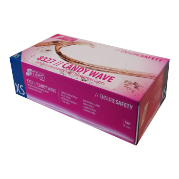 NITRAS CANDY WAVE Nitril Einmalhandschuhe, magenta 1 Packung = 100 Stück, Größe L - Bild-Darstellung des Produktes 1