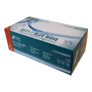 NITRAS BLUE WAVE Nitril Einmalhandschuhe, blau 1 Karton = 10 Packungen = 1000 Stück, Größe M - Bild-Darstellung des Produktes 1
