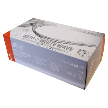 NITRAS WHITE WAVE Nitril Einmalhandschuhe, weiß 1 Karton = 10 Packungen = 1000 Stück, Größe S - Bild-Darstellung des Produktes 1