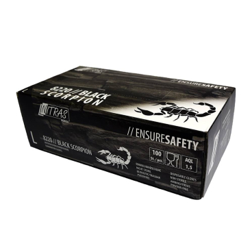 NITRAS BLACK SCORPION Latex Einmalhandschuhe, schwarz 1 Karton = 10 Packungen à 100 Stück, Größe S - Bild-Darstellung des Produktes 1