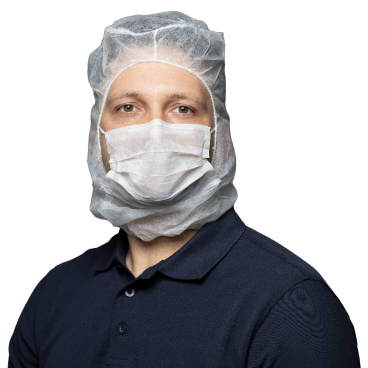 NITRAS Astronautenhaube mit eingearbeitetem Mundschutz 1 Karton = 10 x 100 Stück = 1000 Stück, Farbe: weiß - Bild-Darstellung des Produktes 1