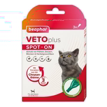Beaphar VETOplus SPOT-ON Zecken- und Flohabwehr für Katzen 1 Packung = 3 x 1 ml - Bild-Darstellung des Produktes 1