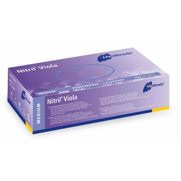 Meditrade Nitril Viola Einmalhandschuhe, puderfrei 1 Packung = 100 Handschuhe, Größe M (7) - Bild-Darstellung des Produktes 1