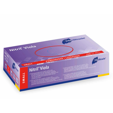 Meditrade Nitril Viola Einmalhandschuhe, puderfrei 1 Karton = 10 Packungen à 100 Handschuhe, Größe S (6) - Bild-Darstellung des Produktes 1
