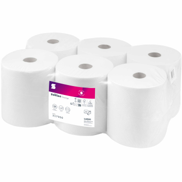 Satino Prestige Handtuchrollen, hochweiß, 3-lagig, PT1-kompatibel 1 Packung = 6 Rollen à 120 Meter - Bild-Darstellung des Produktes 1