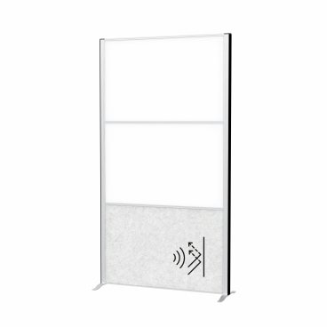 MAUL Trennwand MAULconnecto mit Standfuß, 100 x 180 cm Farbe: 2x Whiteboard, 1x hellgrau - Bild-Darstellung des Produktes 1