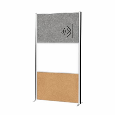 MAUL Trennwand MAULconnecto mit Standfuß, 100 x 180 cm Farbe: 1x dunkelgrau, 1x Whiteboard, 1x Kork - Bild-Darstellung des Produktes 1