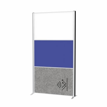 MAUL Trennwand MAULconnecto mit Standfuß, 100 x 180 cm Farbe: 1x Whiteboard, 1x Textilblau, 1x dunkelgrau - Bild-Darstellung des Produktes 1