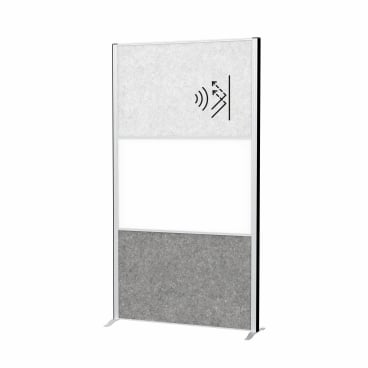 MAUL Trennwand MAULconnecto mit Standfuß, 100 x 180 cm Farbe: 1x hellgrau, 1x dunkelgrau, 1x Whiteboard - Bild-Darstellung des Produktes 1