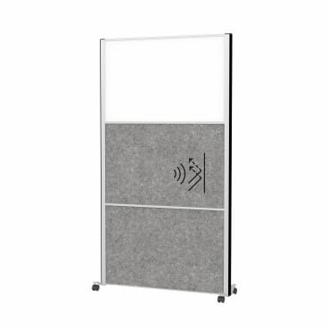 MAUL Trennwand MAULconnecto mit Rollen, 100 x 180 cm Farbe: 2x dunkelgrau, 1x Whiteboard - Bild-Darstellung des Produktes 1