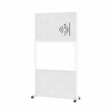 MAUL Trennwand MAULconnecto mit Rollen, 100 x 180 cm Farbe: 2x hellgrau, 1x Whiteboard - Bild-Darstellung des Produktes 1