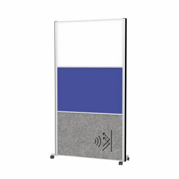 MAUL Trennwand MAULconnecto mit Rollen, 100 x 180 cm Farbe: 1x hellgrau, 1x Textilblau, 1x dunkelgrau - Bild-Darstellung des Produktes 1