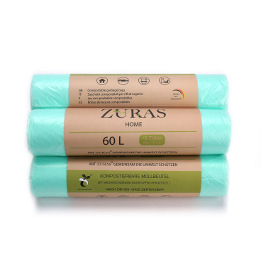 ZURAS Müllbeutel kompostierbar, 60 Liter 1 Rolle = 15 Beutel - Bild-Darstellung des Produktes 1