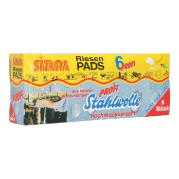 Siral Jumbo PAD, PROFI Stahlwolle fein, mit Seife 1 Packung, 6 Stück - Bild-Darstellung des Produktes 1