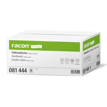 racon® premium Falthandtücher, 25 x 22 cm, 2-lagig, hochweiß 1 Palette = 32 Kartons à 15 Packungen - Bild-Darstellung des Produktes 1