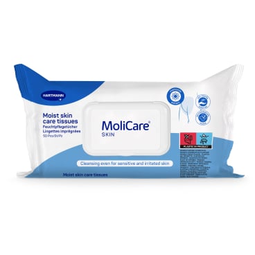 MoliCare® Skin Pflegetücher, geruchsneutralisierend 1 Karton = 12 Packungen à 50 Pflegetücher - Bild-Darstellung des Produktes 1