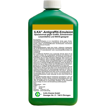 ILKA Antigraffiti Emulsion, Lösemittelfrei und WDVS-geeignet 1 Karton = 12 Flaschen à 1 Liter - Bild-Darstellung des Produktes 1