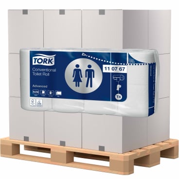 Tork Kleinrollen Toilettenpapier T4 Advanced, 2-lagig, weiß 1 Palette = 30 Pakete = 1920 Rollen zu je 250 Blatt - Bild-Darstellung des Produktes 1