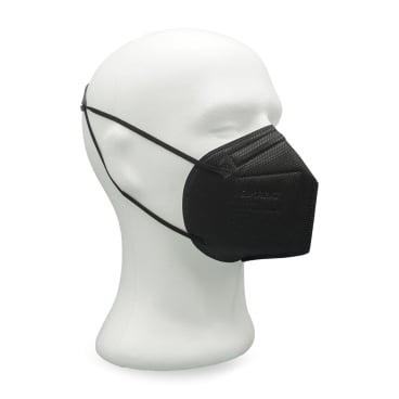 FFP2 Atemschutzmaske Fischform Schwarz - 25 Stück Einzeln Verpackt Mit Verlängerungsbändern