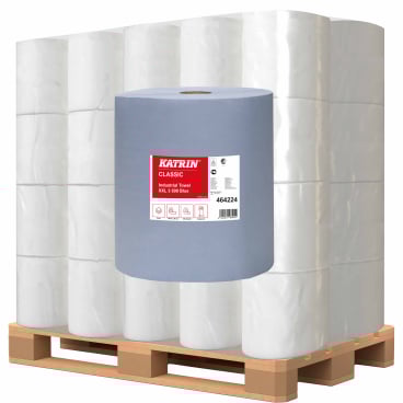 KATRIN Putztuchrolle, 38x36 cm, 3-lagig, blau 1 Palette = 30 Pakete = 60 Rollen - Bild-Darstellung des Produktes 1