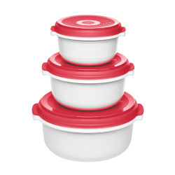 EMSA (Groupe SEB Deutschland GmbH) EMSA Micro Family Mikrowellendose, 3-teilig, Hochwertige Mikrowellentöpfe aus robustem PP-Kunststoff, 1 Set = 3 Mikrowellendosen 518999