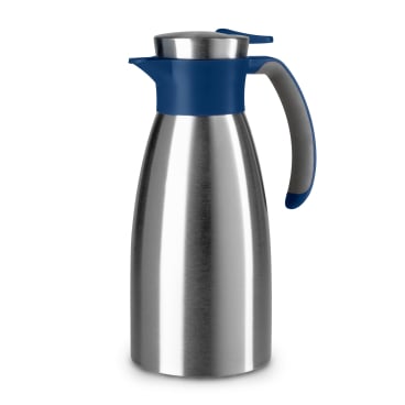 EMSA Soft Grip Isolierkanne, Quick Tip Verschluss Fassungsvermögen: 1000 ml, Farbe: Edelstahl / Blau - Bild-Darstellung des Produktes 1