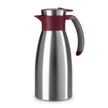 EMSA Soft Grip Isolierkanne, Quick Tip Verschluss Fassungsvermögen: 1000 ml, Farbe: Edelstahl / Rot - Bild-Darstellung des Produktes 1