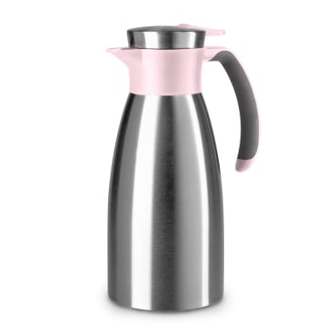 EMSA Soft Grip Isolierkanne, Quick Tip Verschluss Fassungsvermögen: 1000 ml, Farbe: Edelstahl / Pink - Bild-Darstellung des Produktes 1