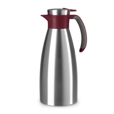 EMSA Soft Grip Isolierkanne, Quick Tip Verschluss Fassungsvermögen: 1500 ml, Farbe: Edelstahl / Rot - Bild-Darstellung des Produktes 1