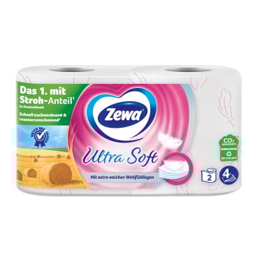 Zewa Ultra Soft Toilettenpapier, 4-lagig mit Strohanteil 1 Packung = 2 Rollen à 150 Blatt - Bild-Darstellung des Produktes 1