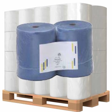 Papierputztuch auf Rolle, 26x38 cm, 3-lagig, blau ½ Palette = 24 Pakete - Bild-Darstellung des Produktes 1