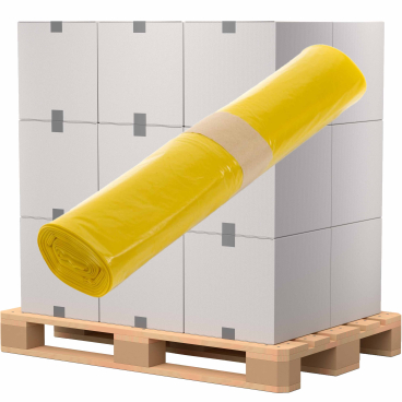 Müllsäcke 120 Liter, gelb, Typ 60 ½ Palette = 36 Kartons = 360 Rollen = 9000 Säcke - Bild-Darstellung des Produktes 1