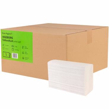 Green Hygiene® INGEBORG Falthandtücher, 2-lagig 1 Karton = 15 Packungen à 200 Tücher - Bild-Darstellung des Produktes 1