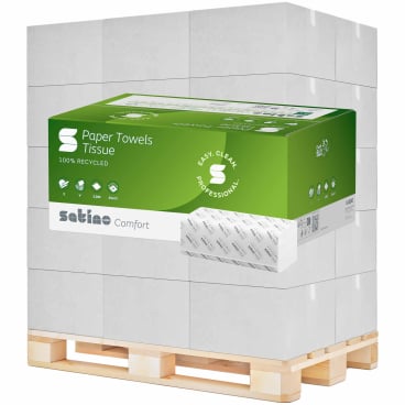 Satino comfort Handtuchpapier, V-Falz, PT3-kompatibel 1 Palette = 32 Kartons à 20 Packungen, hochweiß - Bild-Darstellung des Produktes 1