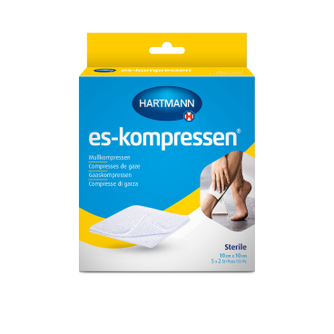 HARTMANN Saugkompresse 10 x 10 cm EN 14079, steril 1 Karton = 60 Packungen à 5 x2 Stück - Bild-Darstellung des Produktes 1