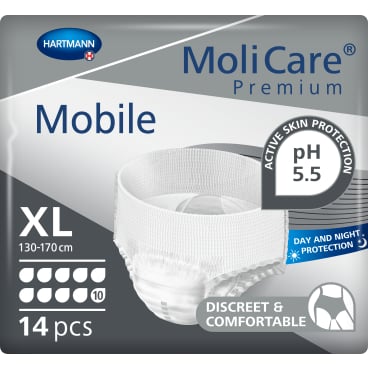 MoliCare® Premium Mobile Inkontinenzhosen, 10 Tropfen 1 Beutel = 14 Stück, Größe: XL, Bauch/ Hüftumfang 130 - 170cm - Bild-Darstellung des Produktes 1