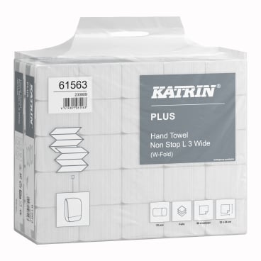 KATRIN Plus W-Falz Falthandtücher Non Stop L Wide 90 Blatt 1 Karton = 25 Packungen à 90 Blatt = 2250 Blatt - Bild-Darstellung des Produktes 1