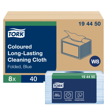 Tork Reinigungstücher, W8, 1-lagig 1 Karton = 8 Beutel à 40 Tücher, blau - Bild-Darstellung des Produktes 1